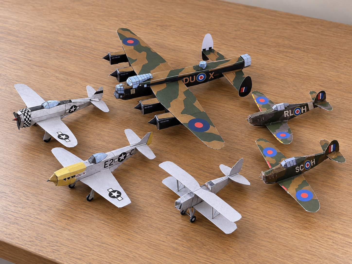Completed paper aircraft models